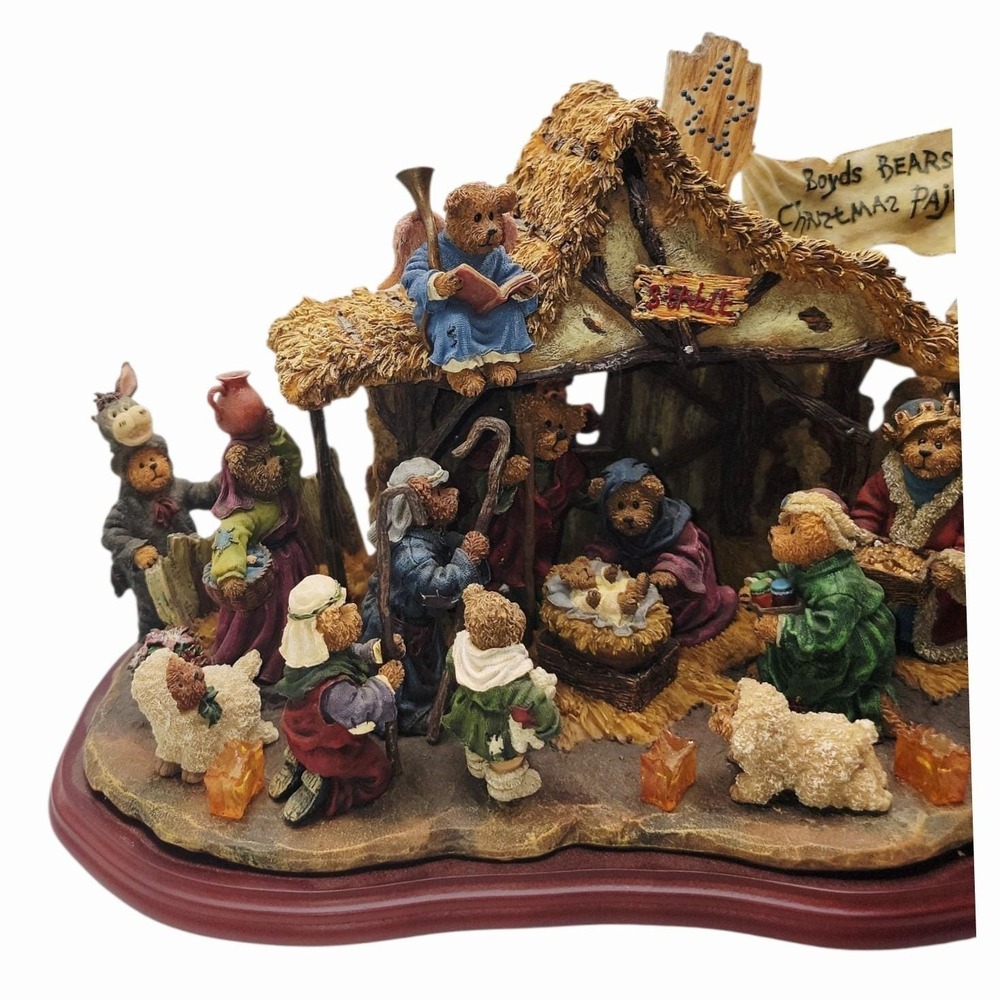 Boyds Bears Nativity Pageant Lighted Christmas Scene Resin Display Working - Picture 8 of 16